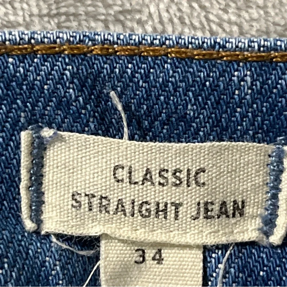 Madewell 34 Classic Straight Jean Medium Wash High Rise Denim Distressed - Picture 9 of 13